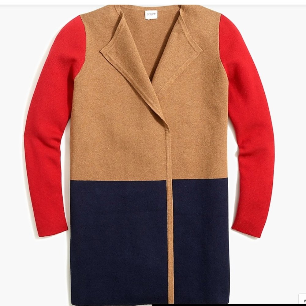 J. Crew Tan and Blue Cardigan Sweater